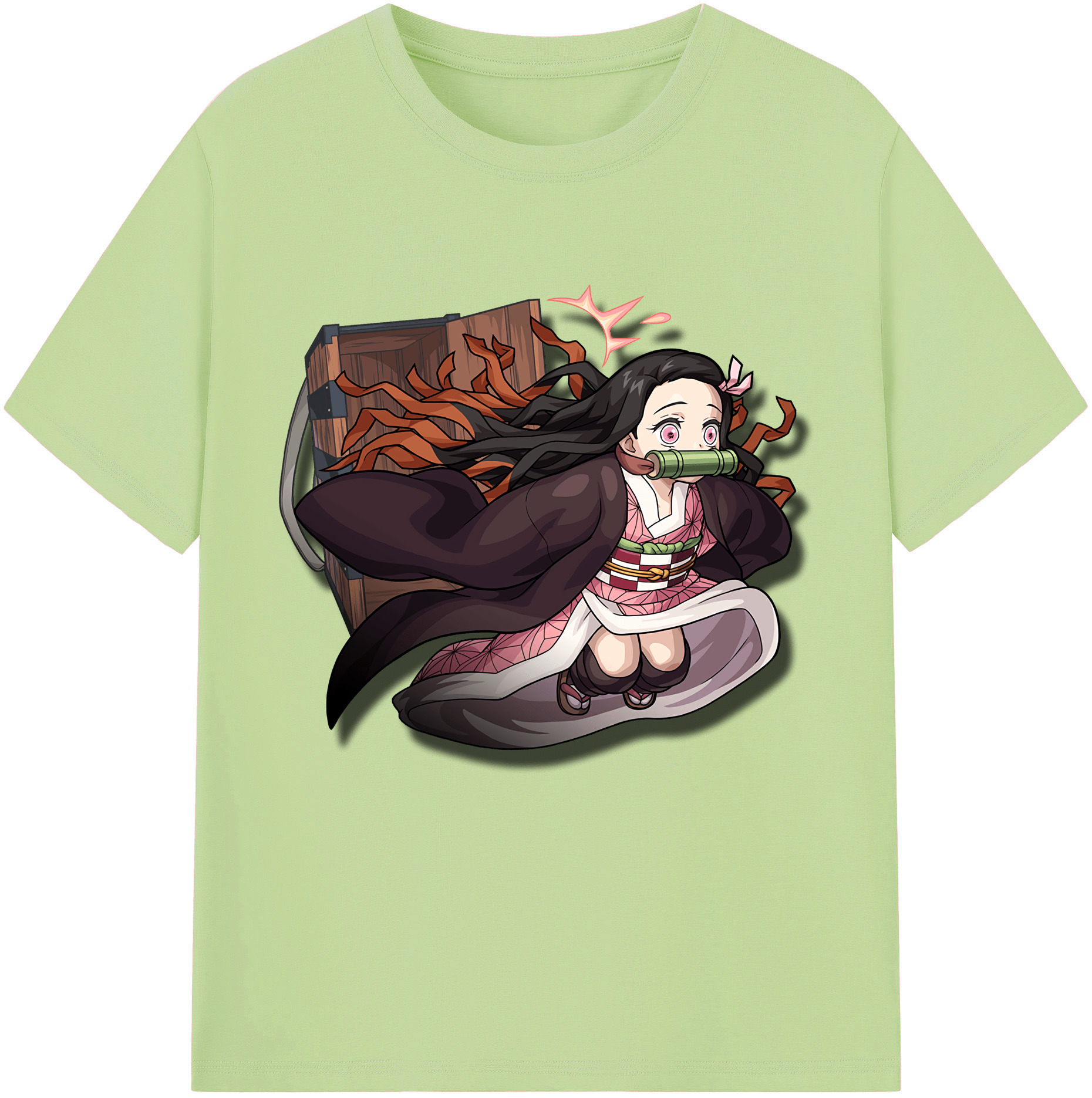 （画像用） 鬼滅の刃（きめつのやいば）竈門 禰󠄀豆子／かまど ねずこ Kamado Nezuko 綿100％半袖Tシャツ（フロントプリント）